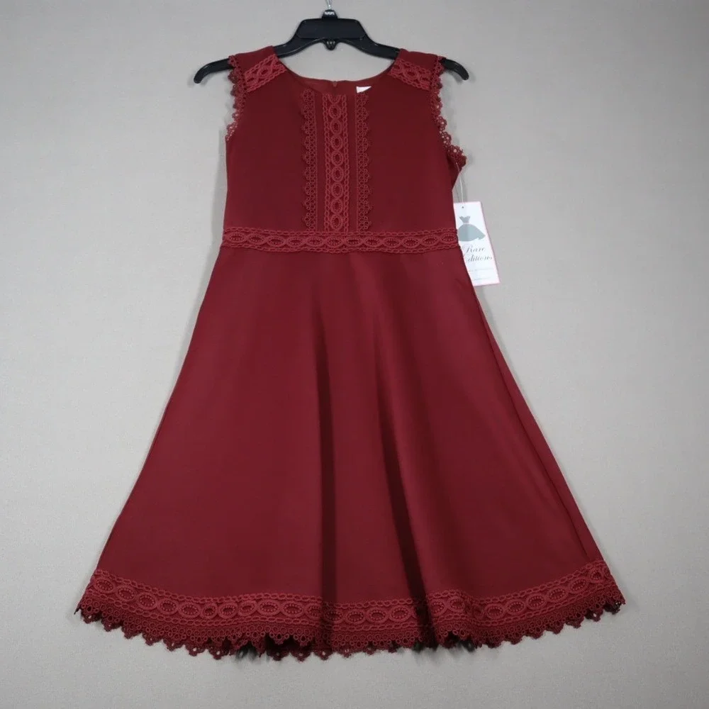 Rare Editions Big Girls‎ Princess Bodice Skater Dress - Burgundy - Size 16